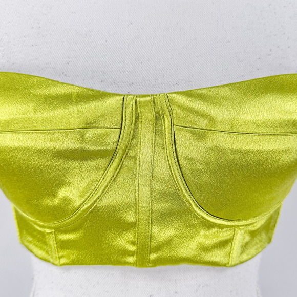 Bronx and Banco Women's Capri Satin Bralette Top XS Lime Green - Picture 3 of 15